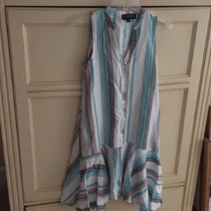 Context linen striped dress